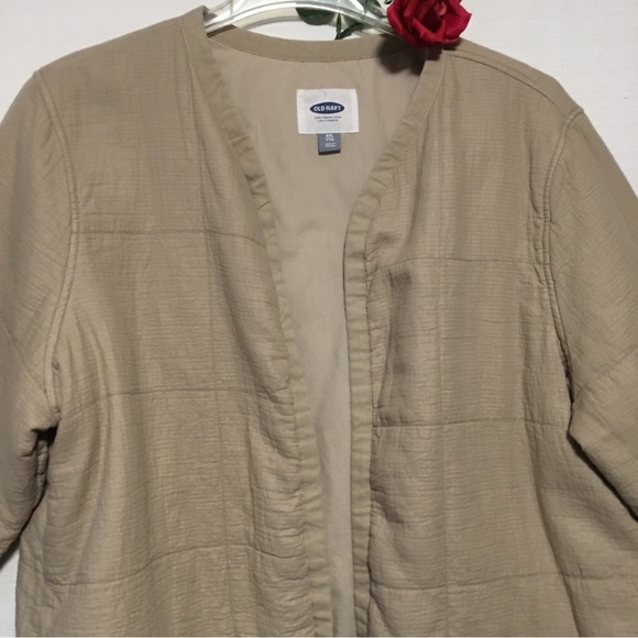 Old Navy Tan Quilted Jacket Open front Cotton XXL NEW OR LIKE NEW - Picture 3 of 12